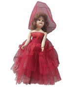 Vintage 50S Original Lingerie Lou Doll Red Hair Dress Eyes 7.5&quot; Sleepy Eyes - £5.80 GBP