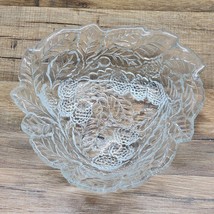 Vintage Indiana Glass Loganberry Berries &amp; Leaves Clear Berry Bowl Candy... - $14.82