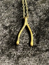Vintage aeo Brand Silver Tone 18” Necklace with Lucky Wishbone Pendant - £3.14 GBP