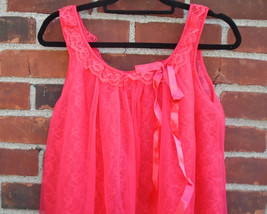 Miss Siren Baby Doll Nightie Nightgown 1950s Vintage Size M Red Pink Lac... - £31.07 GBP