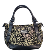 Relic Collection Hand Bag Black Yellow Tan Floral Flocked Canvas Zip Clo... - £14.19 GBP