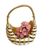 Vintage Artisan Made Miniature Pottery Basket with Handle - $18.99