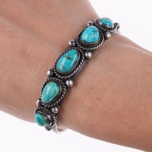 6.25&quot; Vintage Navajo silver and turquoise bracelet v - £165.67 GBP