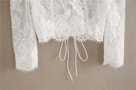 White Off Shoulder Lace Crop Top Bridal Custom Plus Size Retro Style Crop Top image 5
