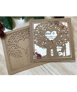 50pcs Kraft Paper Brown Wedding Invitations,Laser Cut Wedding Invite Covers - $55.60