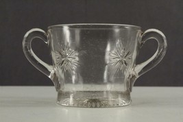 Vintage EAPG Art Pressed Glass Clear Star &amp; Rays Snowflake Pattern Open Sugar - £7.71 GBP