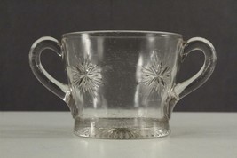 Vintage EAPG Art Pressed Glass Clear Star &amp; Rays Snowflake Pattern Open Sugar - £7.62 GBP