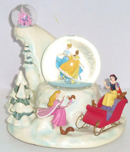 Disney Store Cinderella Belle Snow White Snowglobe Musical Revolving - $149.95