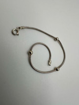 Vintage Brutalist Modernist Sterling Silver 7&quot; Cable Bead Bracelet - £23.71 GBP
