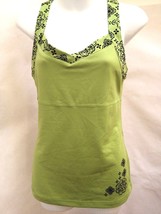 Tek Gear M Top Green Black Geometric Athletic Racer Back Shelf Bra Yoga ... - $17.62