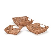 Trademark Innovations Set of 3 Square Wicker Look Baskets With Built In ... - $32.99