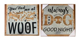 Scratch &amp; Dent You Had Me at Woof Kiss your Dog 2 Piece Rustic Wall Decor Set - £19.16 GBP