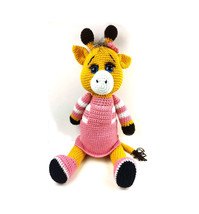 Large RARE Knitted Handmade Crocheted Giraffe Plush ~23 in  Photo prop - £28.56 GBP