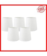 Traditional Off White Linen Clip-On Chandelier Shades - Set of 5, 4x5 In... - $907.00 MXN