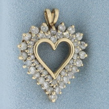 1.5ct Diamond Double Row Heart Pendant in 10k Yellow Gold - £515.98 GBP