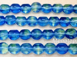 25 8 mm German Style Triangle Beads: Blue/Light Green - £2.51 GBP