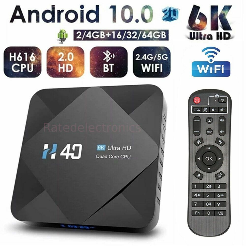 2021 H40 Android 10.0 TV Box 6K HD Media Plater Dual Band WiFi Smart Str... - $50.99+