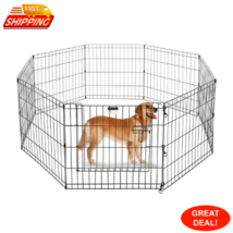 Portable Folding Pet Playpen Dog Puppy Fences Gate - Home Indoor Outdoor Fence - £43.87 GBP