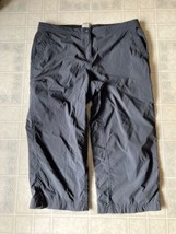 LL Bean Adjustable Waist Black Nylon Capri Pants Hiking Women’s Size 14 - £21.86 GBP