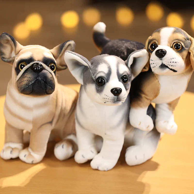 Lifelike Dog Pet Plush Toys Stuffed Aniamls Beagle Husky Bulldog Chihuahua Pug - £17.79 GBP