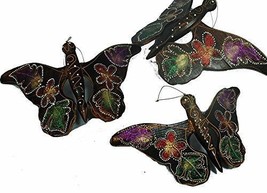 Terrapin Trading Set of 3 Hand Painted Wooden Butterflies - £9.81 GBP