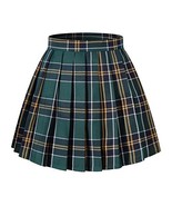Girl&#39;s A-line Kilt Plaid Pleated Skirts (XS,Dark Green Mixed White) - £15.85 GBP