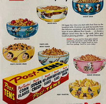 1954 Post Cereal Ten Pack Variety Advertisement Breakfast Foods Post-Ten... - $560.63 MXN