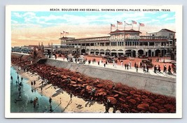 Postcard Beach Boulevard Seawall Crystal Palace Galveston Texas TX - £4.26 GBP