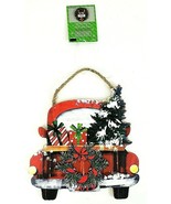 Vintage Truck w/Tree Christmas Wall Hanging Decoration Wood 7.81&quot; x 7.13... - €10,65 EUR
