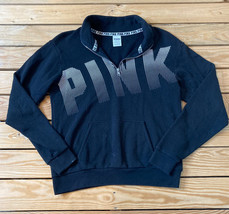 pink Victoria’s Secret women’s half zip pullover sweatshirt size XS black F11 - £10.46 GBP