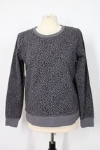 NWT J Crew Factory S Gray Leopard Print Crew Neck French Terry Sweatshirt AT467 - £20.93 GBP