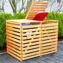Double Wheelie Bin Storage Wooden Store Outdoor Garden Rubbish Dustbin 2... - $3,794.82 MXN