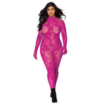 Floral bodystocking w/ finger gloves azalea q/s - £31.88 GBP