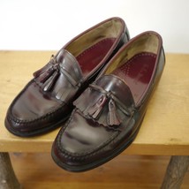 LL BEAN Burgundy Cordovan Leather Tassle Fringe Moccasins Dress Shoes 10... - $39.99