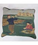 Vintage 1940s Golf Golfing Square Throw Pillow 16x14 Inch - $83.22