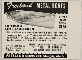 1954 Print Ad Freeland Metal Boats Made in Sturgis,Michigan - £6.92 GBP
