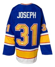 Curtis Joseph St. Louis Firmado Azul Camiseta Hockey JSA ITP - £84.02 GBP