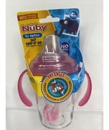 Nuby Pink No Spill 360 Weighted Straw Grip N&#39; Sip Tritan Cup Hygienic Co... - $10.36 CAD