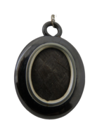 Whitby Jet Mourning Locket Hair Under Glass Pendant 15.5&quot; Sterling Chain... - $5,644.84 MXN