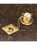 KG &amp; C 24 K gold plated 1.25” tea coffee cup mug ornament w/ Austrian Cr... - £19.86 GBP