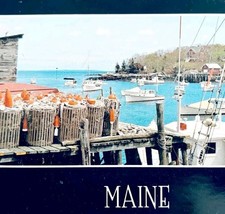 1990s Lobster Boats Wharf Maine Harbor Postcard Boats Nautical Fishing E... - $19.99
