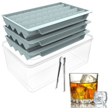 Ice Cube Tray For Freezer,1&#39;&#39; Square Ice Cube Mold With Lid And Bin, 3 *... - £23.52 GBP