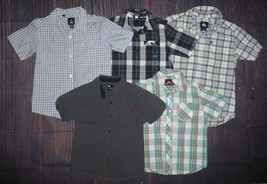 Boys Short Sleeve Plaid Button Up Shirt Lot Size 5-6 DC Hawk Quicksilver... - $22.99