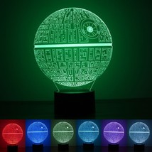 3D Death Star Shape 7-Color LED Night Light Touch Switch USB Table Desk Lamp Dec - £27.91 GBP