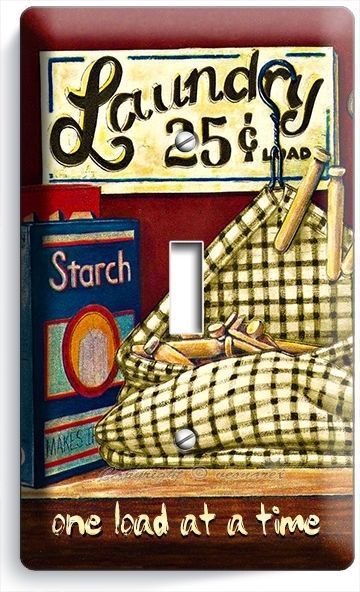 RETRO VINTAGE LAUNDRY WASH ROOM BATHROOM SINGLE LIGHT SWITCH WALL PLATE NY DECOR
