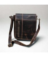 Handmade Dark Brown Leather Sling Bag: Marble Texture Crossbody - $3,638.35 MXN