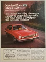 1975 Print Ad Ford Pinto Red 2-Door Sedan 34 MPG Higher Mileage - £10.88 GBP