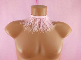 Pink Feathers Choker, Submissive Collar, Bondage Collar, Kitten Play Cho... - $19.30