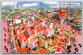 Artist Aerial Map View Tokyo Japan 1930s Postcard UNP K4 - $10.84