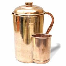 Pure Copper Water Pitcher Jug 1 Serving Tumbler Glass Ayurveda Health Benefits - £25.25 GBP